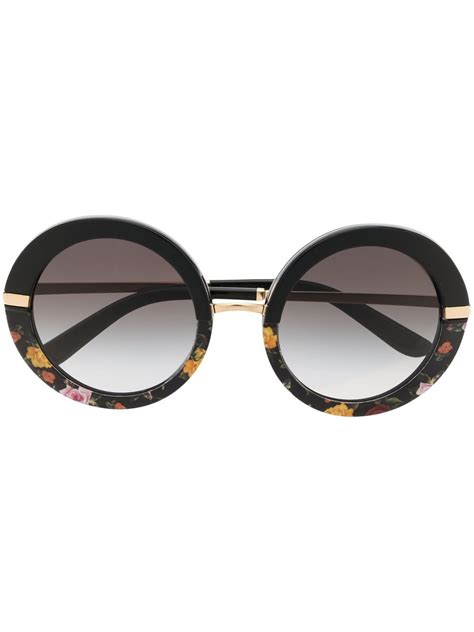 dolce and gabbana round floral sunglasses